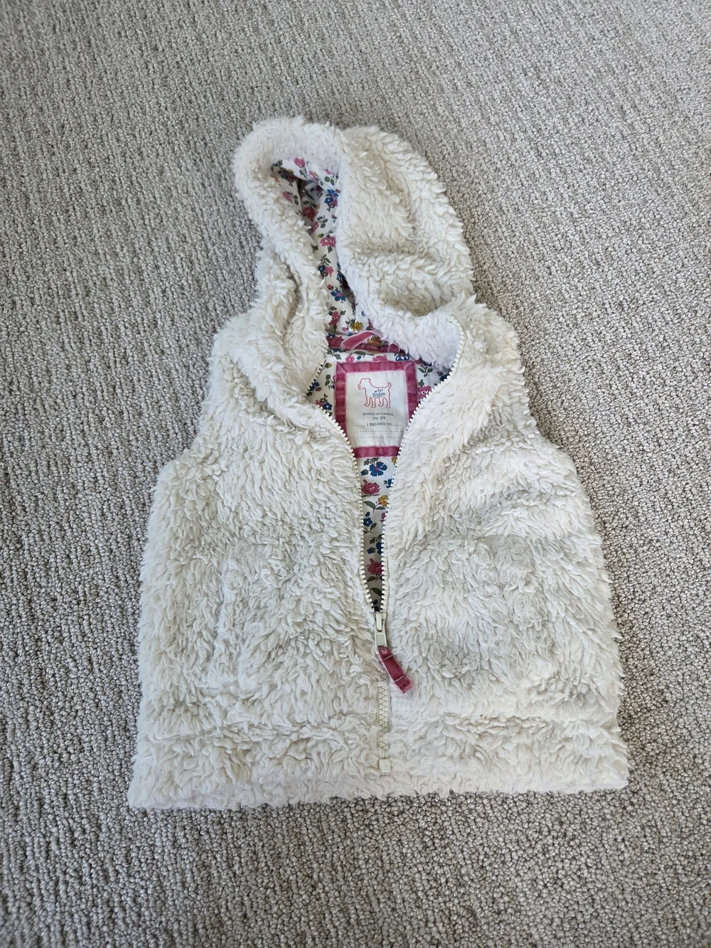 Mini Boden Sherpa Fleece Hooded Vest, Size 18-24 Months